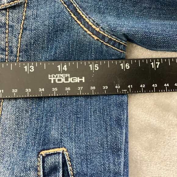 Est 1989 Place Blue Stone Washed Distressed Jean Denim Button Up Jacket L 10/12 - Picture 9 of 10